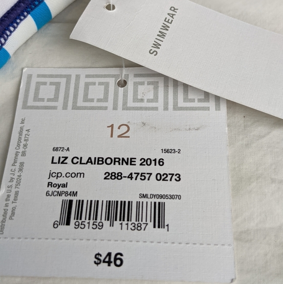☀️Liz Claiborne NWT bikini top 12 striped blue - Picture 14 of 16